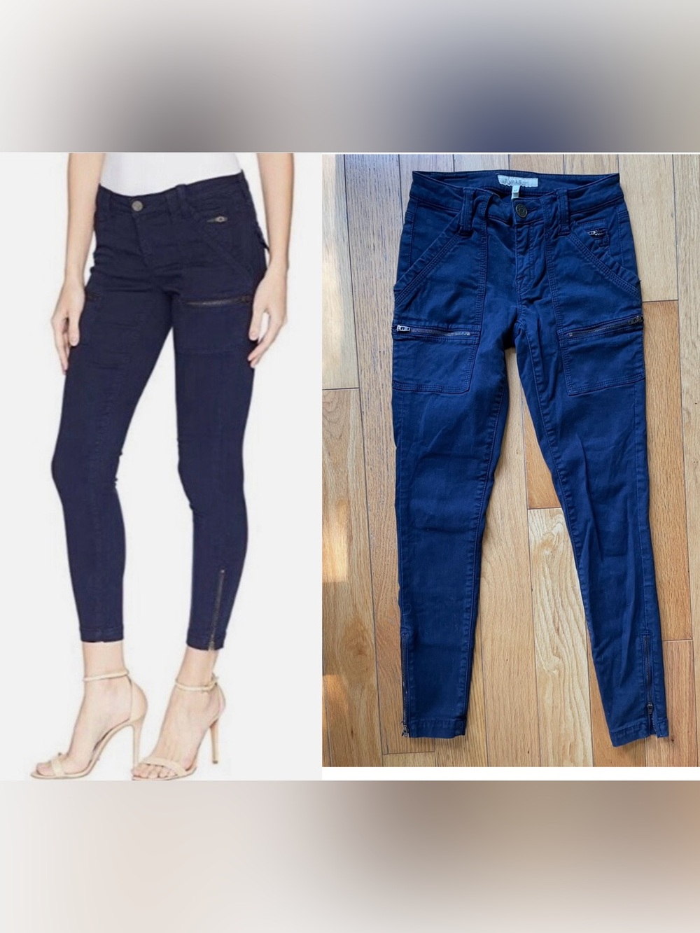 Joie Park Skinny Low Rise Dark Navy Ankle Zip Super Skinny Cargo Pocket Pant 23